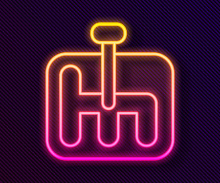 Glowing neon line Gear shifter icon isolated on black background. Transmission icon. Vector Illustrationのイラスト素材