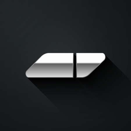 Silver Eraser or rubber icon isolated on black background. Long shadow style. Vector Illustrationのイラスト素材