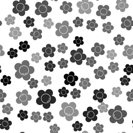 Black Flower icon isolated seamless pattern on white background. Vector Illustrationのイラスト素材