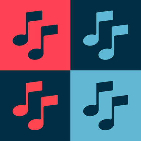 Pop art Music note, tone icon isolated on color background. Vector Illustrationのイラスト素材