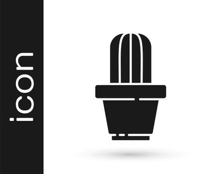 Grey Cactus and succulent in pot icon isolated on white background. Plant growing in a pot. Potted plant sign. Vector Illustrationのイラスト素材
