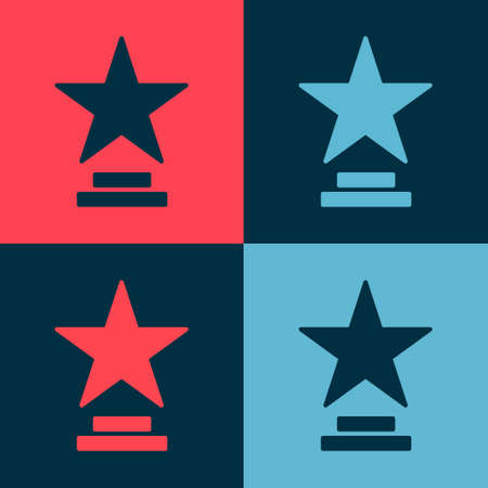 Pop art Movie trophy icon isolated on color background. Academy award icon. Films and cinema symbol. Vector Illustrationのイラスト素材