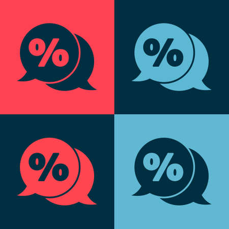 Pop art Discount percent tag icon isolated on color background. Shopping tag sign. Special offer sign. Discount coupons symbol. Vector Illustration.のイラスト素材