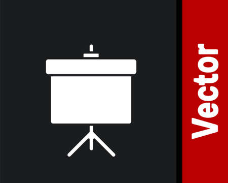 White Presentation board with graph, schedule, chart, diagram, infographic, pie graph icon isolated on black background. Vector Illustrationのイラスト素材