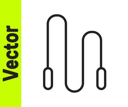 Black line Jump rope icon isolated on white background. Skipping rope. Sport equipment. Vector Illustrationのイラスト素材