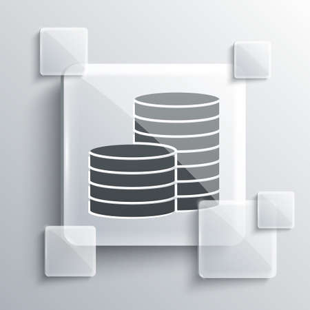 Grey Coin money icon isolated on grey background. Banking currency sign. Cash symbol. Square glass panels. Vector Illustrationのイラスト素材