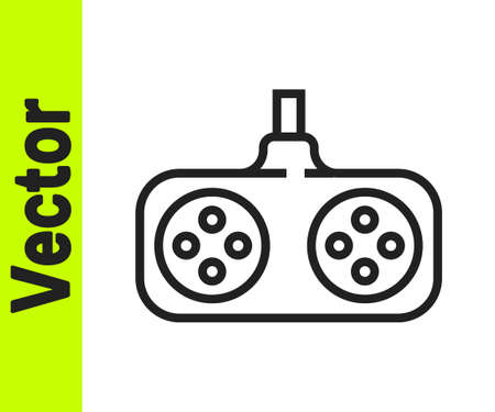 Black line Gamepad icon isolated on white background. Game controller. Vector Illustration.のイラスト素材