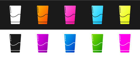 Set Glass with water icon isolated on black and white background. Soda glass. Vector Illustration.のイラスト素材