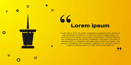 Black Push pin icon isolated on yellow background. Thumbtacks sign. Vector Illustrationのイラスト素材