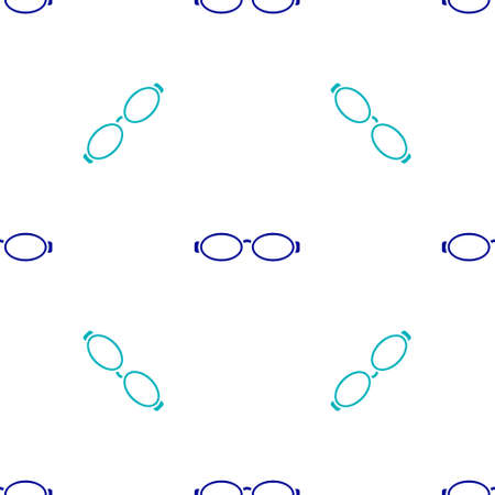 Blue Glasses for swimming icon isolated seamless pattern on white background. Goggles sign. Diving underwater equipment.  Vector Illustration.のイラスト素材