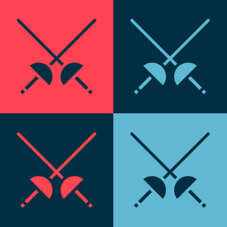 Pop art Fencing icon isolated on color background. Sport equipment. Vector Illustrationのイラスト素材