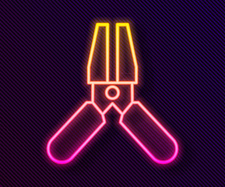 Glowing neon line Car battery jumper power cable icon isolated on black background. Vector Illustration.のイラスト素材