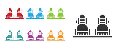 Black Snowboard icon isolated on white background. Snowboarding board icon. Extreme sport. Sport equipment. Set icons colorful. Vector Illustrationのイラスト素材