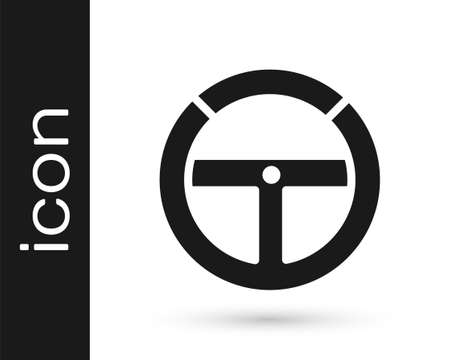 Grey Steering wheel icon isolated on white background. Car wheel icon. Vector Illustration.のイラスト素材