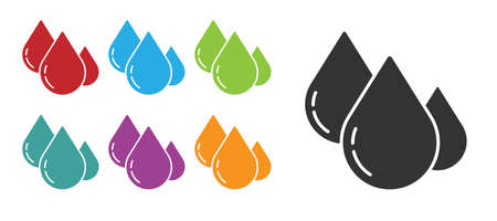 Black Water drop icon isolated on white background. Set icons colorful. Vector Illustration.のイラスト素材