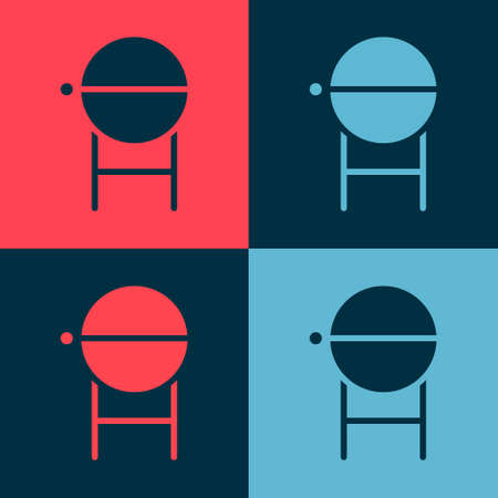 Pop art Barbecue grill icon isolated on color background. BBQ grill party. Vector Illustrationのイラスト素材