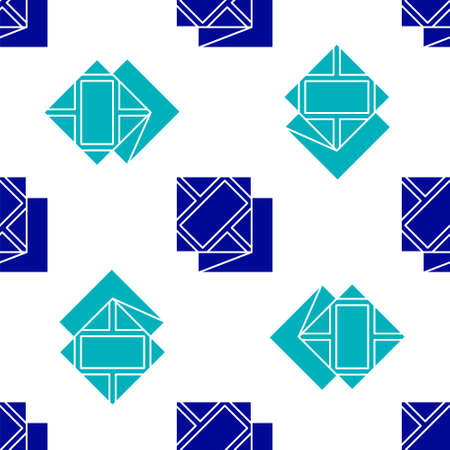 Blue Folded map icon isolated seamless pattern on white background. Vector Illustrationのイラスト素材