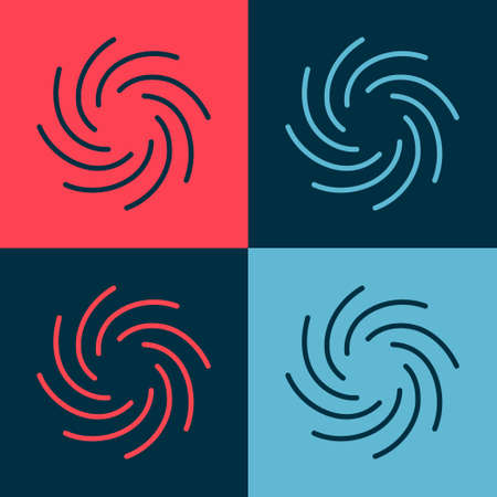 Pop art Tornado icon isolated on color background. Cyclone, whirlwind, storm funnel, hurricane wind...