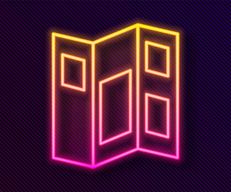 Glowing neon line Museum guide brochure icon isolated on black background. Exhibition guidebook. Flyer, booklet, leaflet print. Vectorのイラスト素材