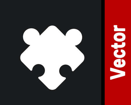 White Puzzle pieces toy icon isolated on black background. Vector.のイラスト素材