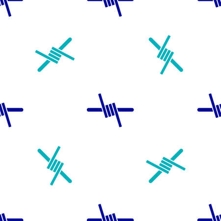 Blue Barbed wire icon isolated seamless pattern on white background. Vectorのイラスト素材