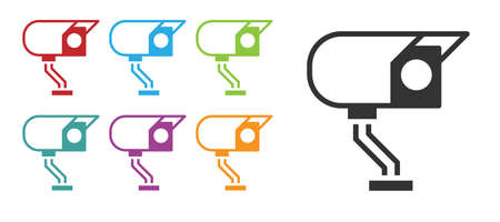 Black Security camera icon isolated on white background. Set icons colorful. Vectorのイラスト素材