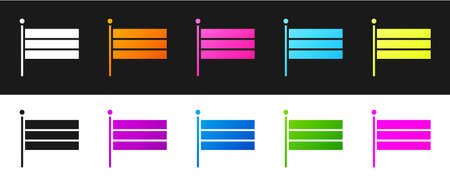 Set National Russia flag icon isolated on black and white background. Vectorのイラスト素材