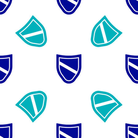 Shield icon isolated seamless pattern on white background. Guard sign. Security, safety, protection,...