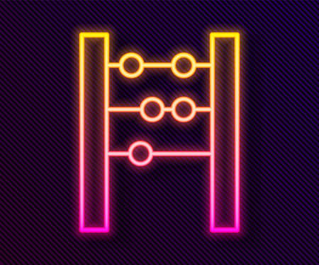 Glowing neon line Abacus icon isolated on black background. Traditional counting frame. Education sign. Mathematics school. Vectorのイラスト素材