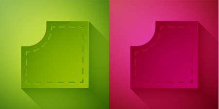 Paper cut Sewing Pattern icon isolated on green and pink background. Markings for sewing. Paper art style. Vector Illustration.のイラスト素材