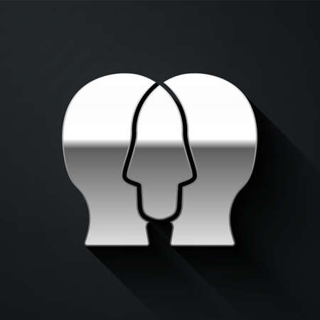Silver Project team base icon isolated on black background. Business analysis and planning, consulting, team work, project management. Developers. Long shadow style. Vector.のイラスト素材