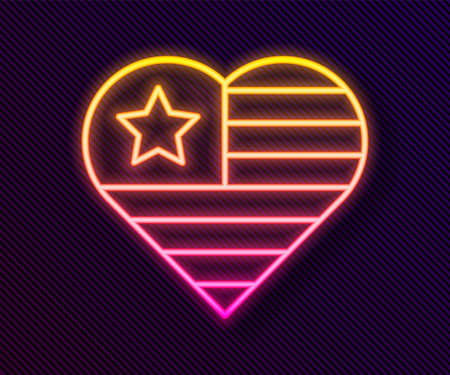 Glowing neon line USA Independence day icon isolated on black background. 4th of July. United States of America country. Vector.のイラスト素材