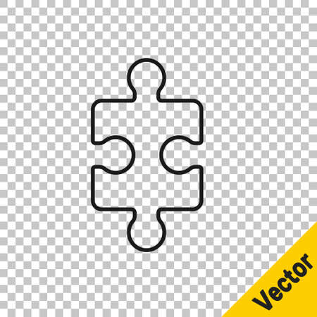 Black line Piece of puzzle icon isolated on transparent background. Business, marketing, finance, layout, infographics, internet concept. Vector Illustrationのイラスト素材