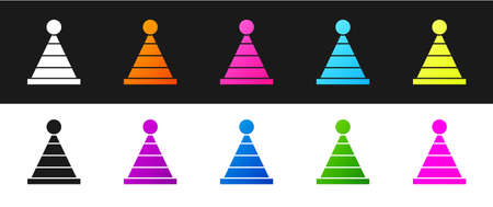 Set Party hat icon isolated on black and white background. Birthday hat. Vectorのイラスト素材
