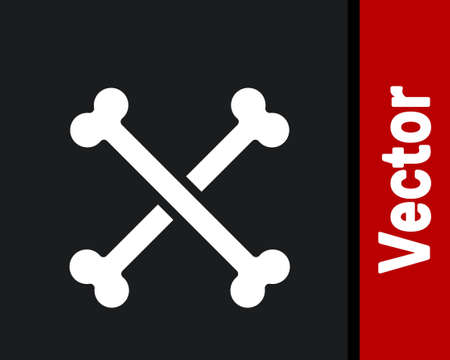 White Crossed human bones icon isolated on black background. Vectorのイラスト素材