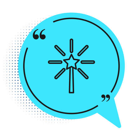 Black line Firework icon isolated on white background. Concept of fun party. Explosive pyrotechnic symbol. Blue speech bubble symbol. Vectorのイラスト素材