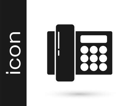 Grey Telephone icon isolated on white background. Landline phone. Vector Illustrationのイラスト素材