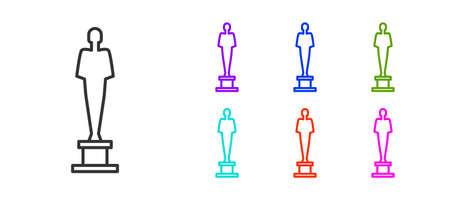 Black line Movie trophy icon isolated on white background. Academy award icon. Films and cinema symbol. Set icons colorful. Vector Illustrationのイラスト素材