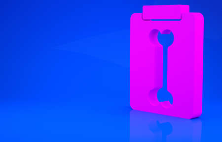 Pink X-ray shots icon isolated on blue background. Minimalism concept. 3d illustration. 3D renderの写真素材