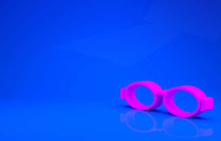 Pink Glasses for swimming icon isolated on blue background. Goggles sign. Diving underwater...