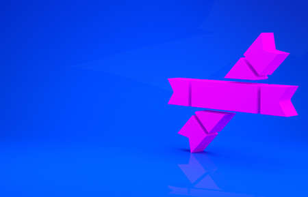 Pink Sugar stick packets icon isolated on blue background. Blank individual package for bulk food...