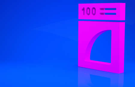 Pink Coffee paper filter icon isolated on blue background. Minimalism concept. 3d illustration. 3D renderの写真素材