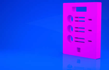 Pink Coffee menu icon isolated on blue background. Design a menu for the cafe, a restaurant, coffee shop. Minimalism concept. 3d illustration. 3D renderの写真素材