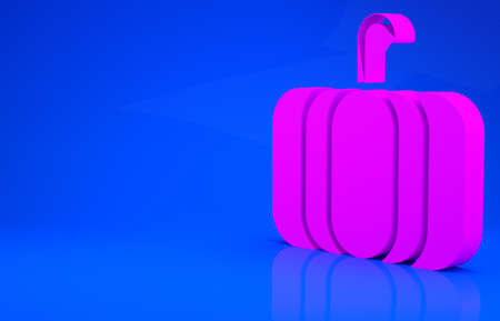 Pink Pumpkin icon isolated on blue background. Happy Halloween party. Minimalism concept. 3d illustration. 3D renderの写真素材