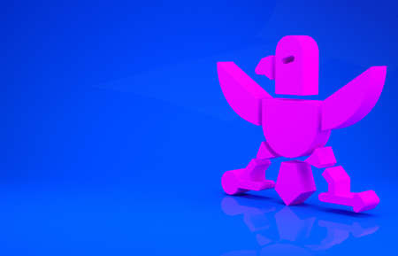 Pink Eagle icon isolated on blue background. American Presidential symbol. Minimalism concept. 3d illustration. 3D renderの写真素材