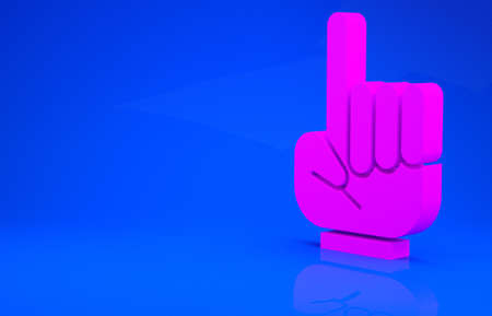 Pink Number 1 one fan hand glove with finger raised icon isolated on blue background. Symbol of team support in competitions. Minimalism concept. 3d illustration. 3D renderの写真素材