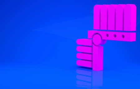 Pink Indian headdress with feathers icon isolated on blue background. Native american traditional headdress. Minimalism concept. 3d illustration. 3D renderの写真素材