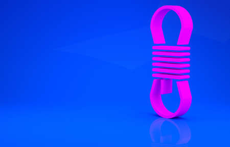 Pink Climber rope icon isolated on blue background. Extreme sport. Sport equipment. Minimalism concept. 3d illustration. 3D renderの写真素材