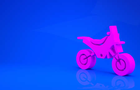 Pink Mountain bike icon isolated on blue background. Minimalism concept. 3d illustration. 3D renderの写真素材