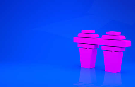 Pink Water filter icon isolated on blue background. System for filtration of water. Reverse osmosis system. Minimalism concept. 3d illustration. 3D renderの写真素材